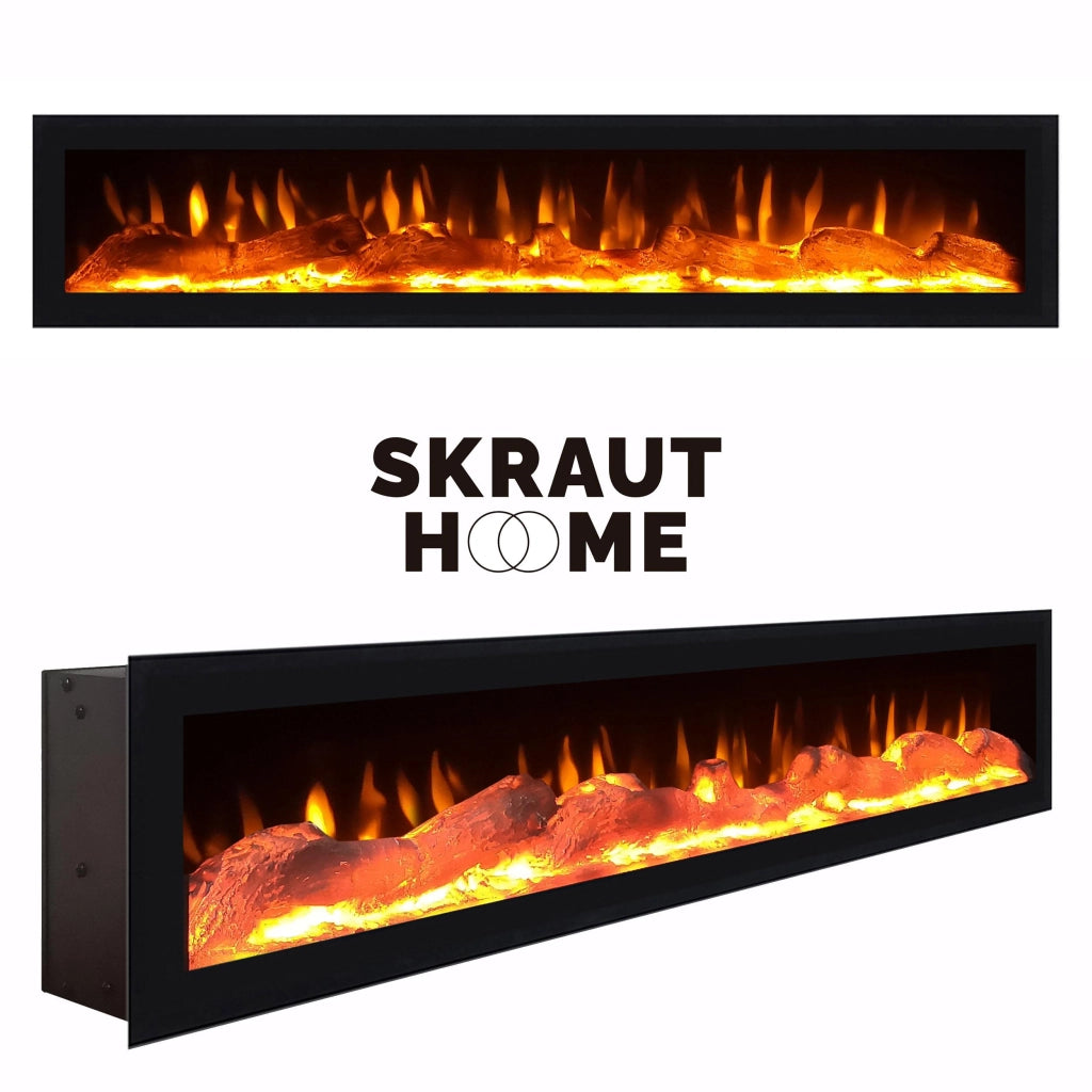 Mobile TV, Soggiorno, 360x35x186cm, Per TV fino a 65", Camino elettrico, Bianco e nero RF3190