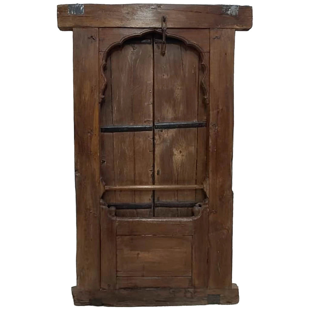 Finestra in legno con finitura artigianale marrone, 100x13x172h cm