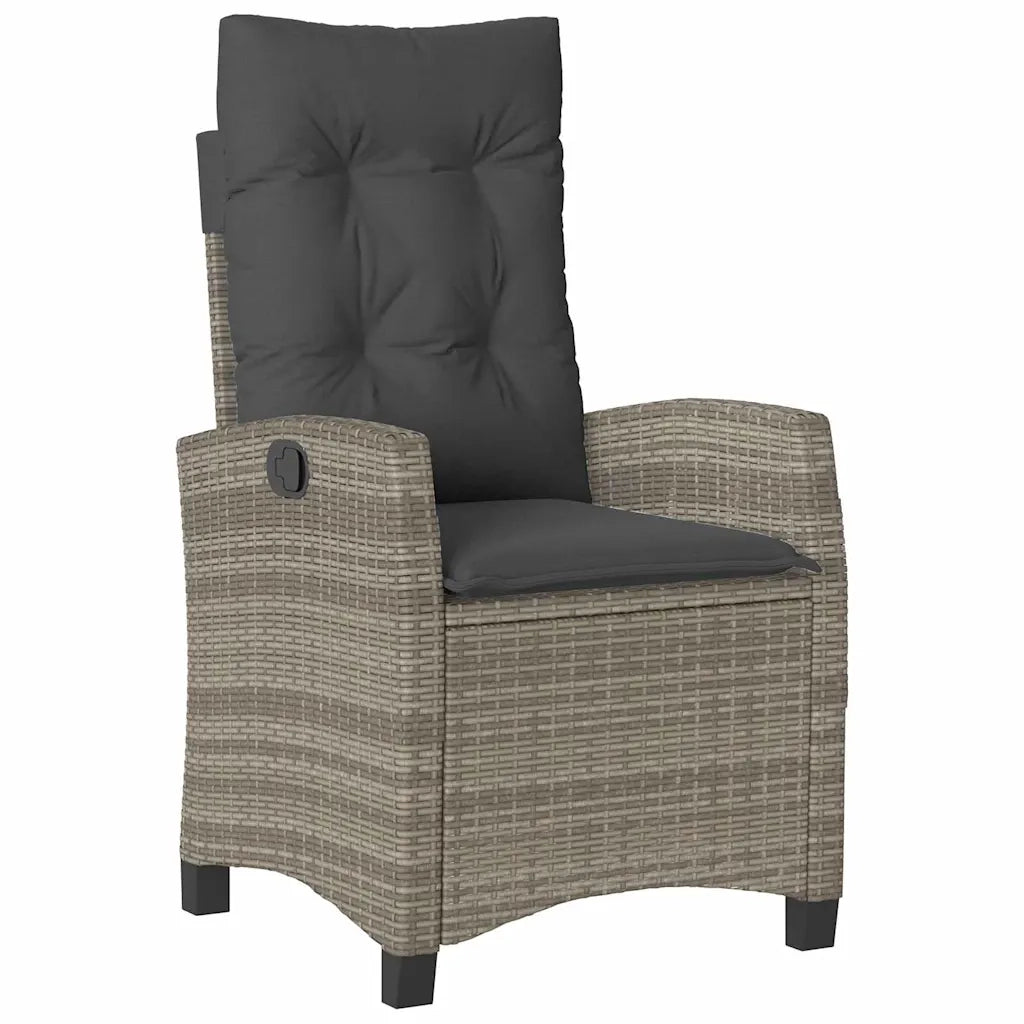 Set da Pranzo per Giardino con cuscino 3 pcs Grigio polyrattan