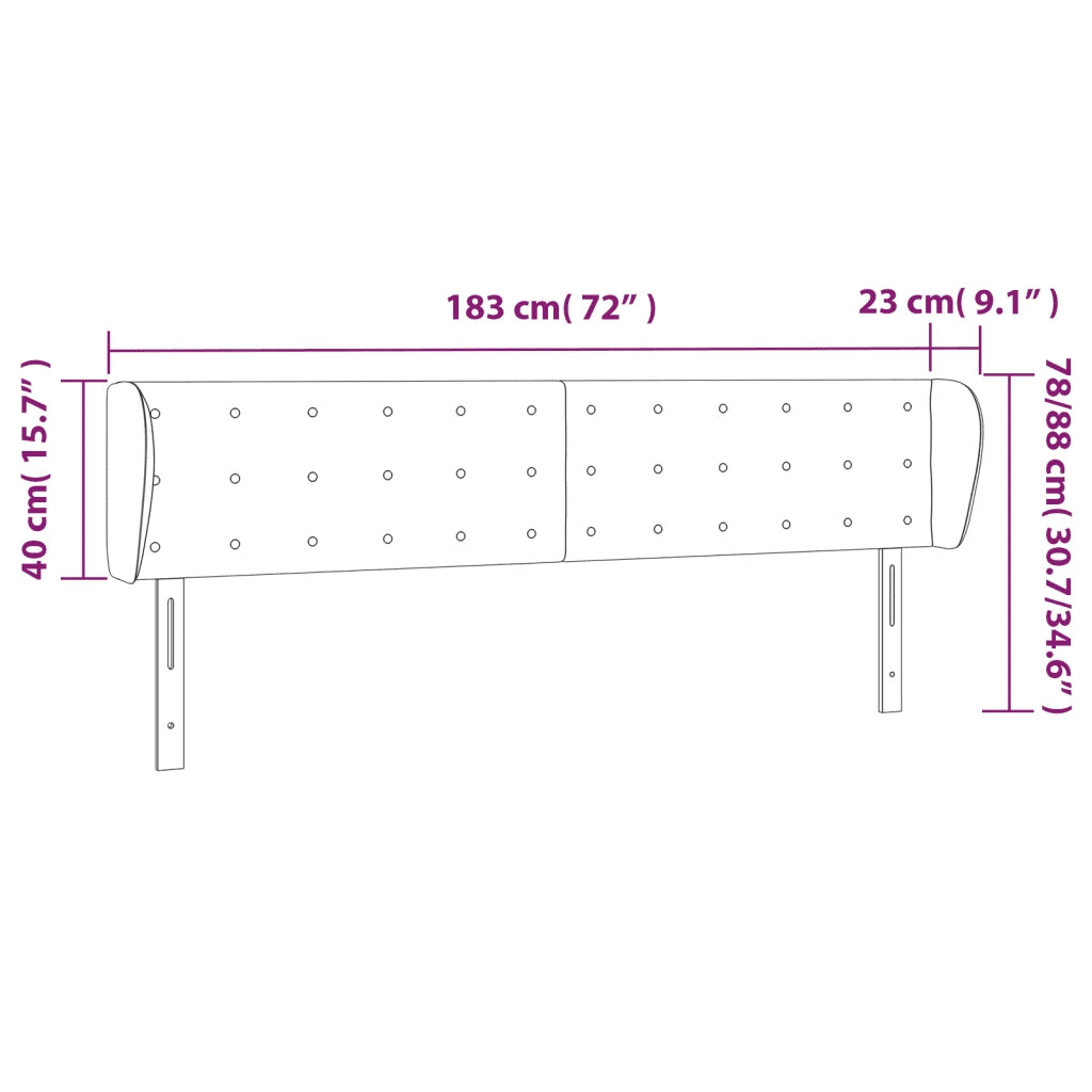 Testiera ad Orecchio-Testata con Orecchie Rosa 183x23x78/88 cm in Velluto 959055
