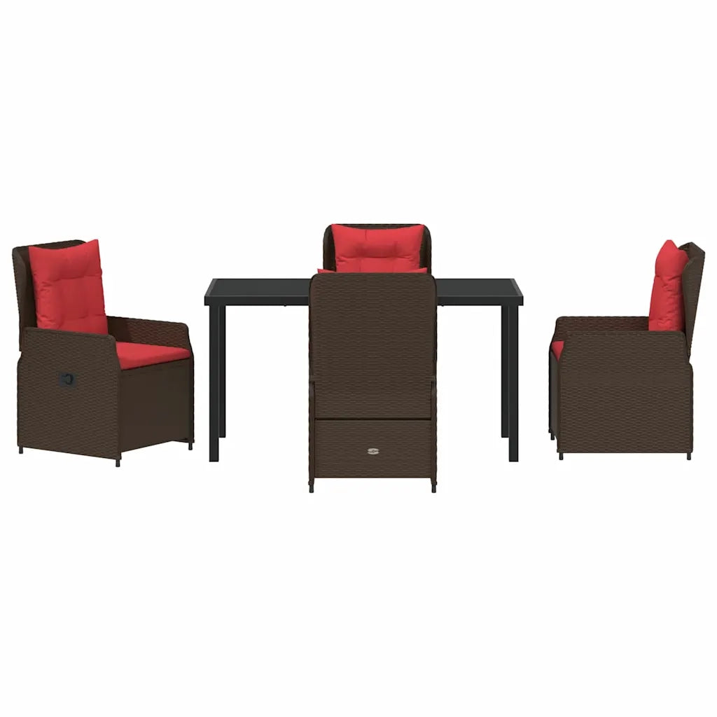 Set da Pranzo per Giardino 5 pcs Marrone Poly Rattan