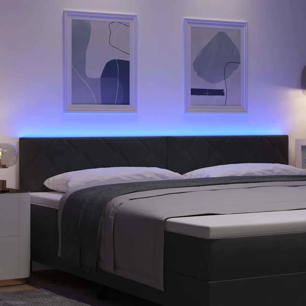 Testiera LED Nero 200 cm Velluto 3338261