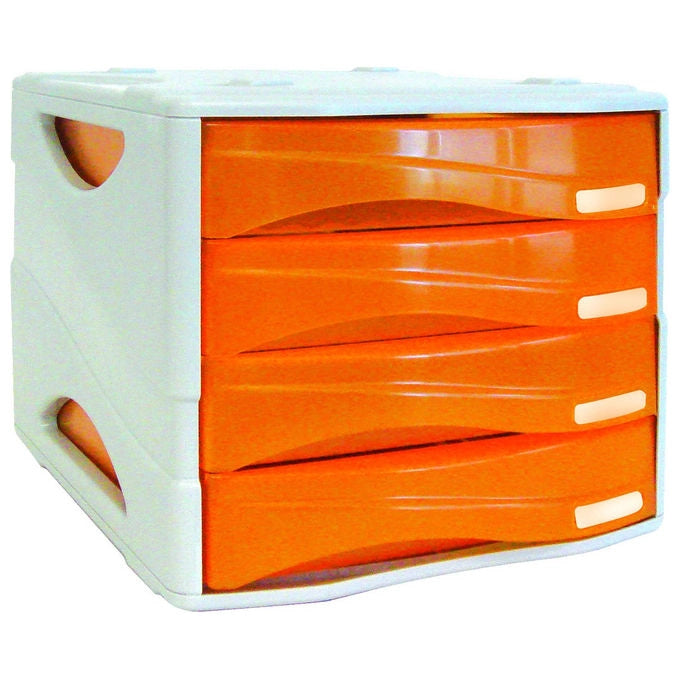 Arda, Cassettiera 4 Cassetti, Arancio Trasparente, Smile