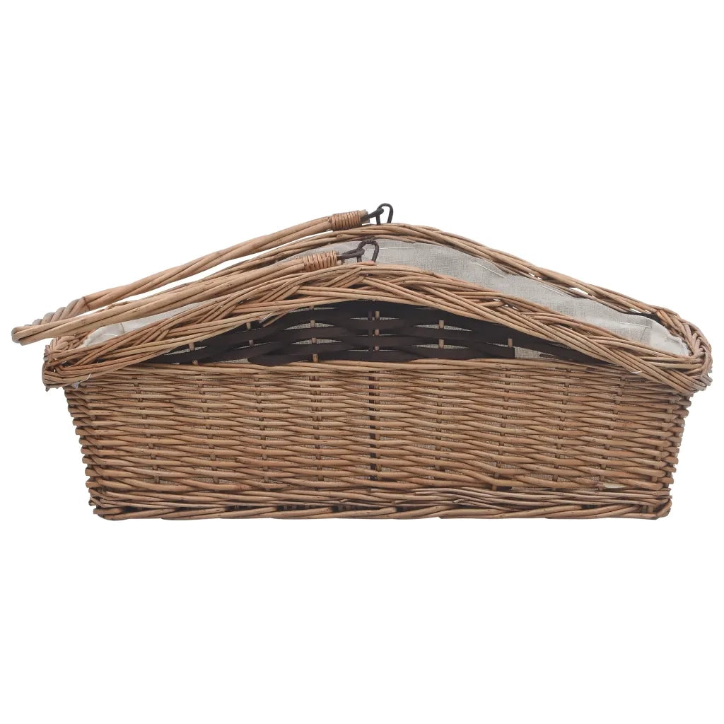 Cesta Legna da Ardere con Manico 61,5x46,5x58cm Marrone Salice CFW3516356