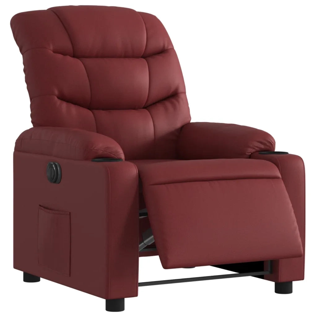 Poltrona Reclinabile Elettrica Rosso Vino in Similpelle