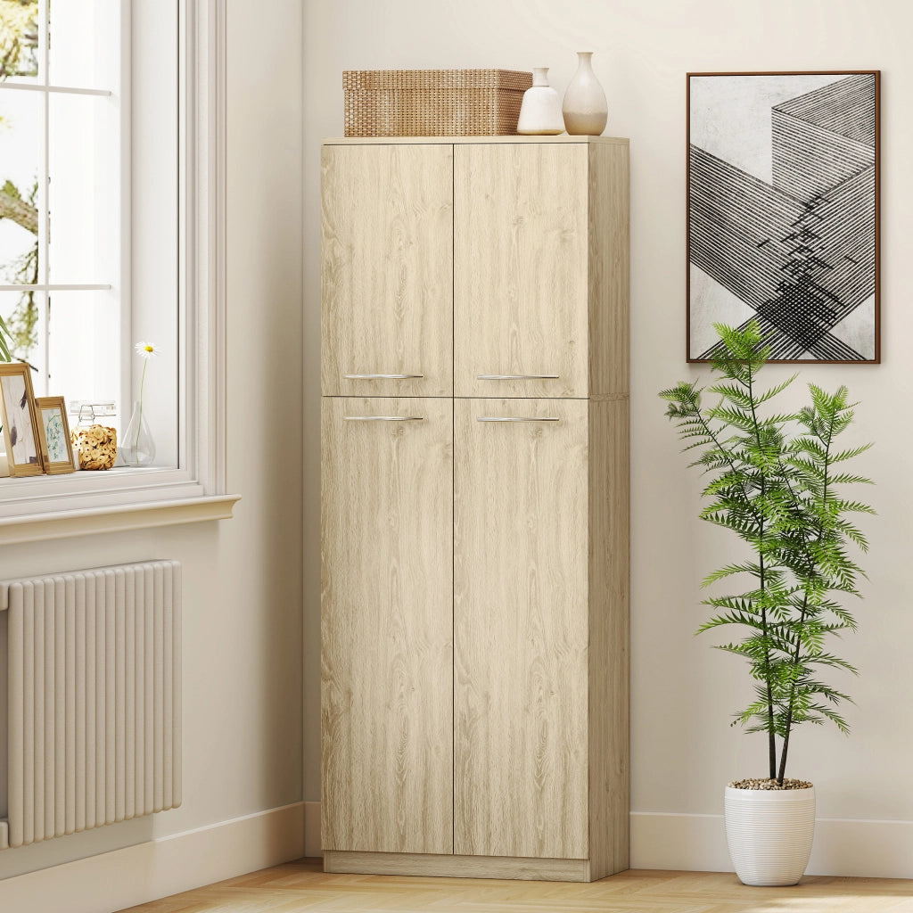 Armadio con Cassetti e Ripiani Regolabili ¨C Minimal ¨C Legno Rovere 59x31x155 cm