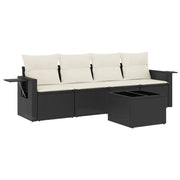 Set Divani da Giardino 5 pz | Set Salotto da Giardino con Cuscini in Polyrattan Nero