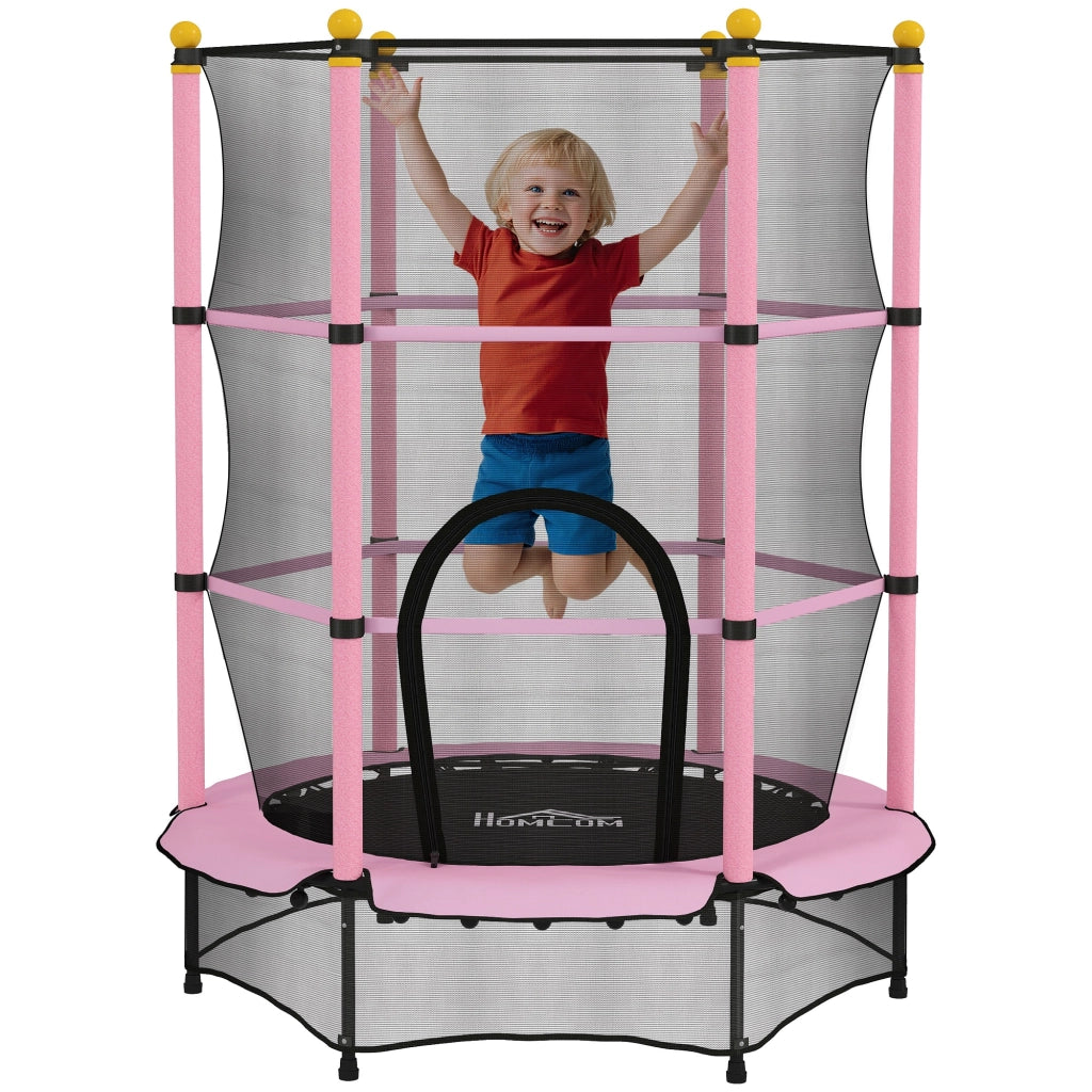 Trampolino per Bambini ?140 cm con Rete di Sicurezza ¨C Zephmum ¨C Rosa e Nero