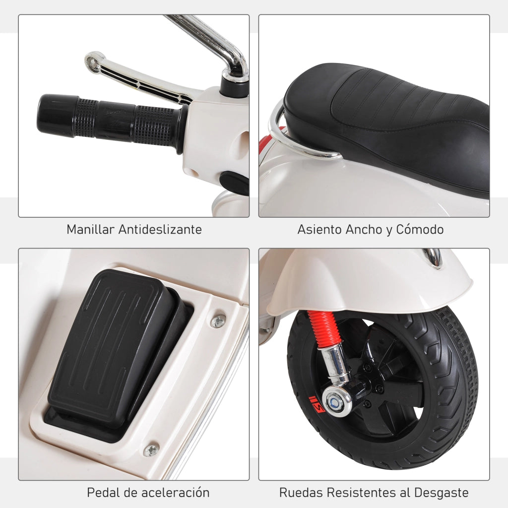 Moto Elettrica per Bambini 3-6 Anni ¨C zephmum ¨C Bianco
