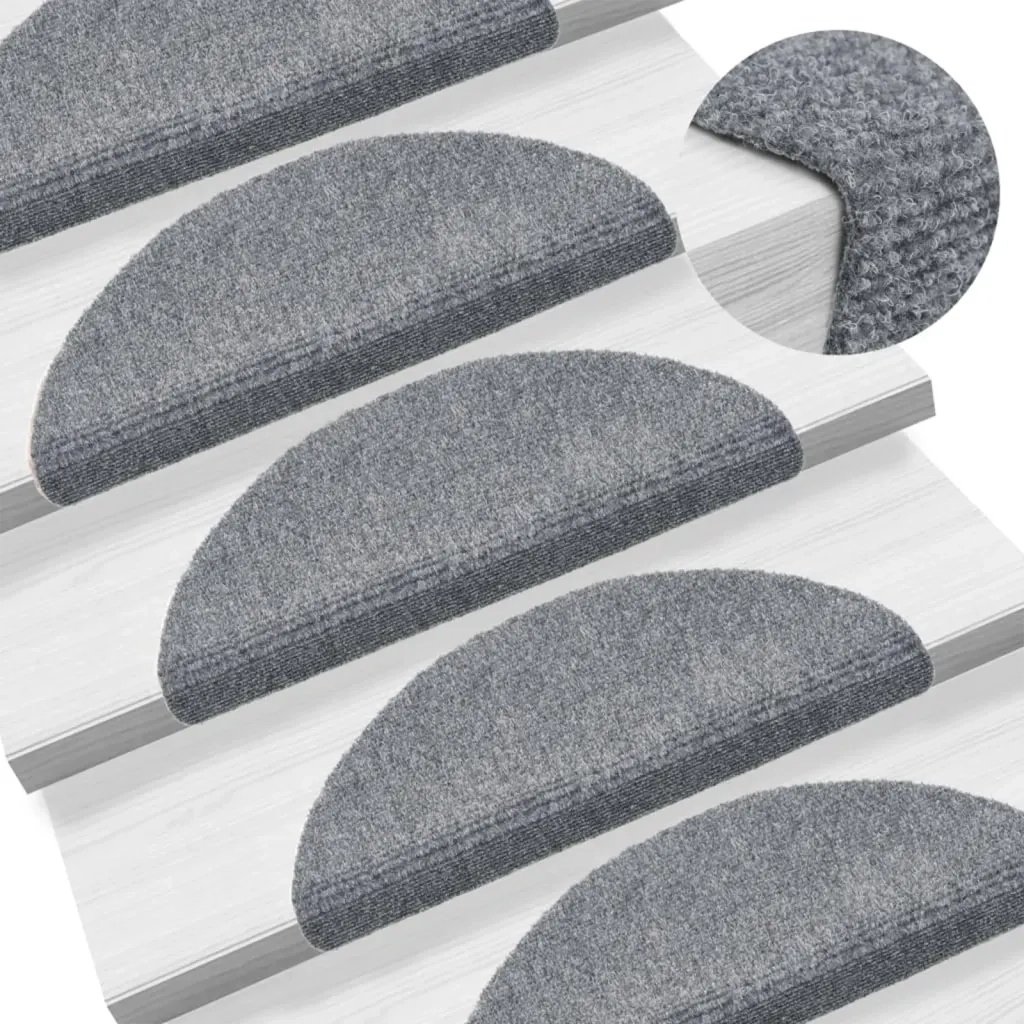 Tappetini per scale autoadesivi 15 pz | Gradini per Scale 56x17x3 cm Grigio chiaro semicircolari