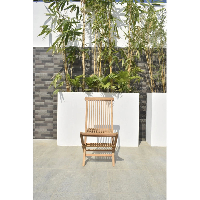 Ensemble de jardin Teck - 2 chaises et table pliante octogonale