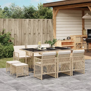 Set da Pranzo da Giardino 11 pz con Cuscini Beige in Polyrattan 3210790