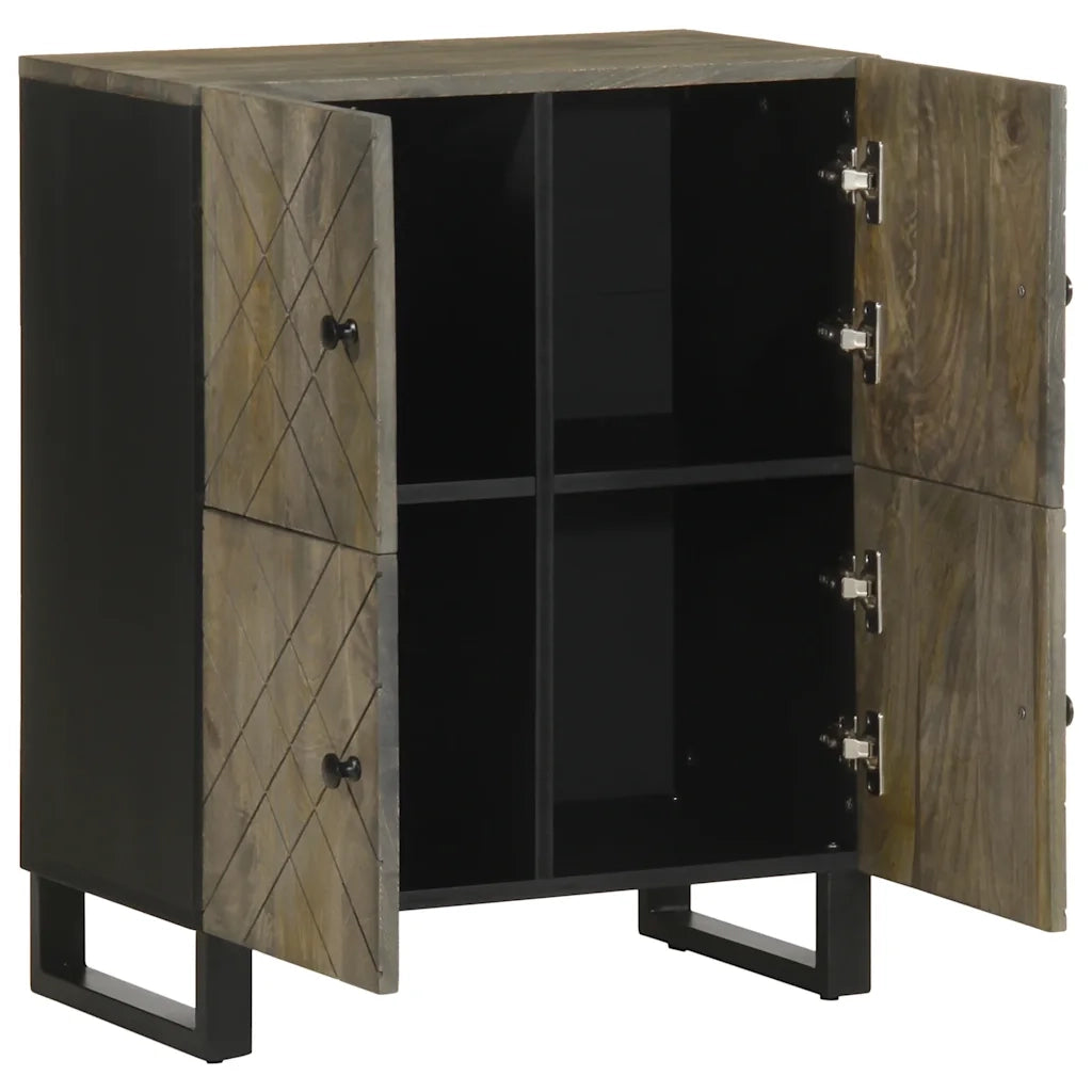 Credenza Nera 60x33x75 cm in Legno Massello di Mango 4017710