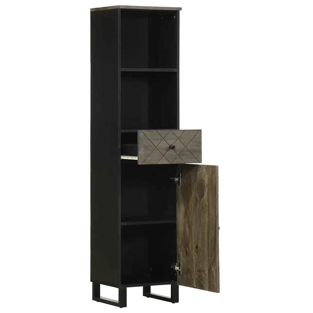 Mobile da Bagno Nero 38x33x160 cm in Legno Massello di Mango 4017706