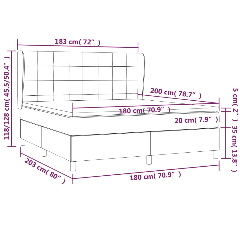 Giroletto a Molle con Materasso Rosa 180x200 cm in Velluto 3129230