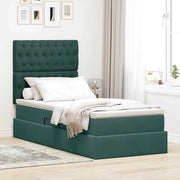 Letto con contenitore e materasso Verde Scuro 90 x 190 cm