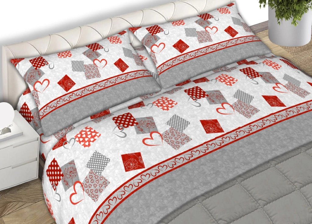 Completo Lenzuola 100% Cotone Made Italy Disegno Style C.N - Piazza e Mezza - Grigio