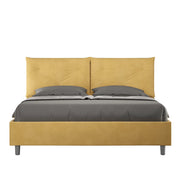 BS COM Letto matrimoniale contenitore imbottito 160x210 microfibra ocra