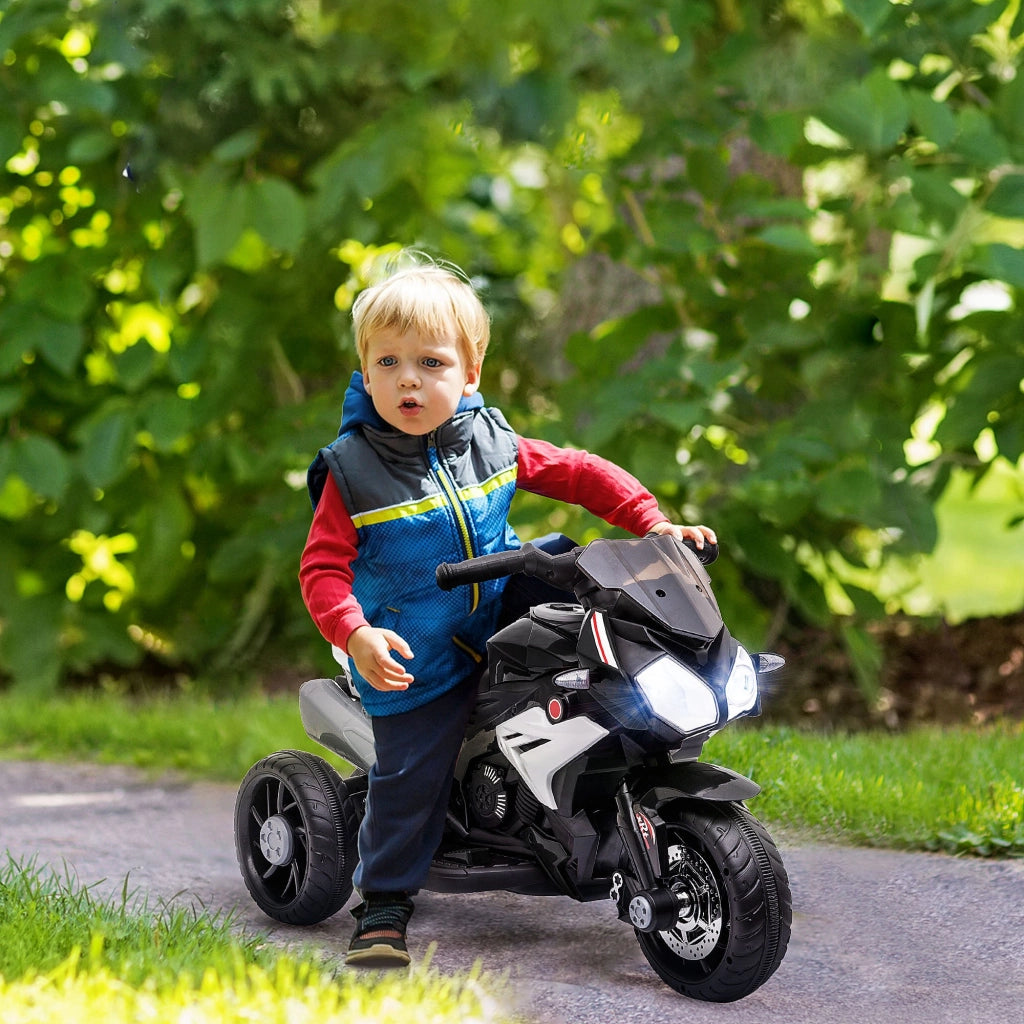 Moto elettrica bambini 3 ruote 6V ¨C zephmum ¨C nero e bianco