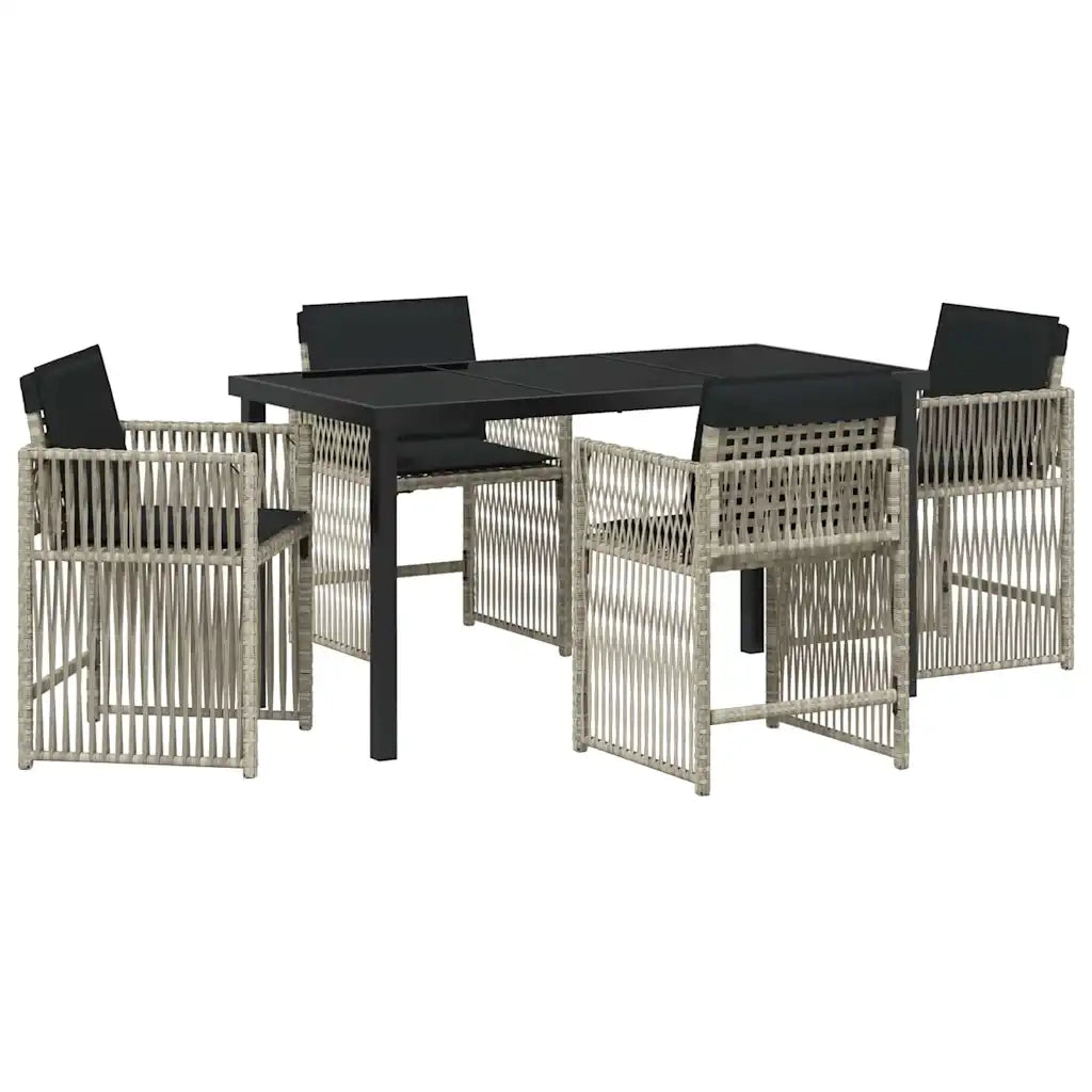 Set da Pranzo per Giardino 5 pcs Grigio chiaro polyrattan