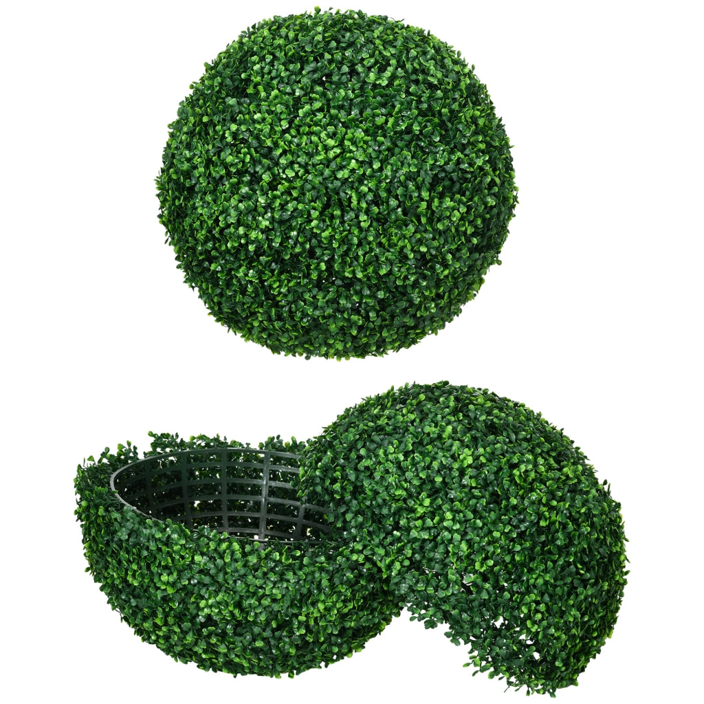 Set 2 Pezzi Piante Artificiali Bosso - Xylo - Sfera Verde per Interno ed Esterno con Protezione UV