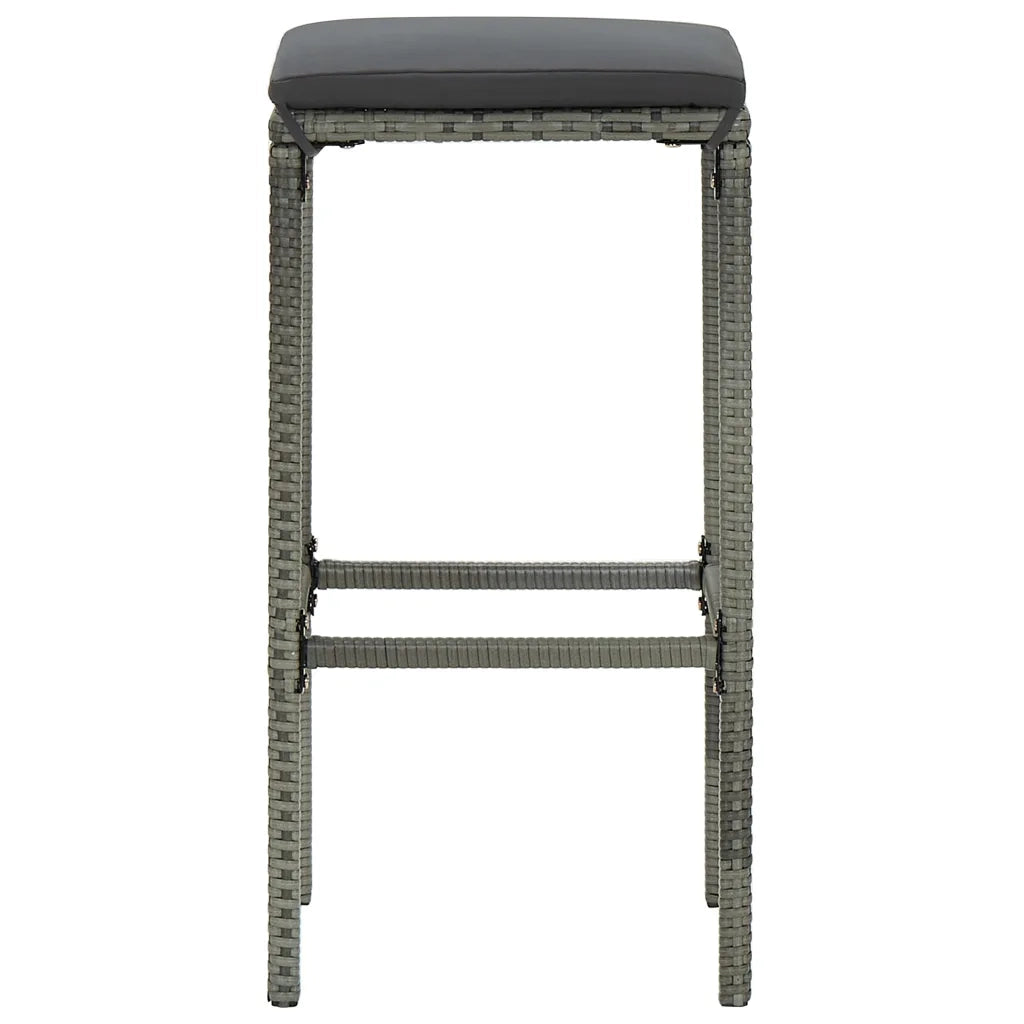 Set da Bar da Giardino 7 pz con Cuscini in Polyrattan Grigio 3064824