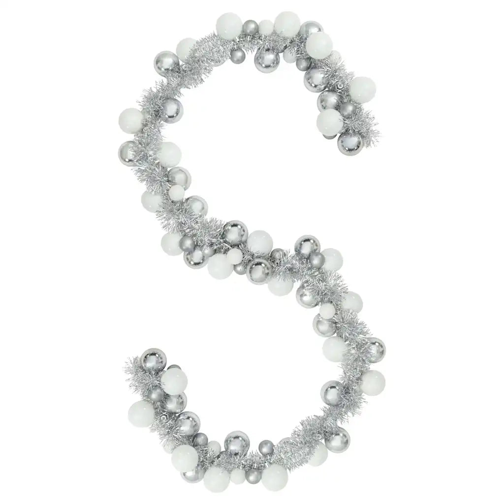 Ghirlanda di Palline di Natale Bianco e Argento 186 cm 42019696
