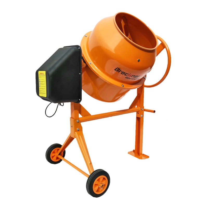 BETONIERA 450W, VOLUME 120L, PIGNONE E CORONA IN GHISA, 44KG, BETONIERA ELETTRICA 120 LITRI 450 WATT IMPASTATRICE MISCELATORE CEMENTO BRECKNER GERMANY