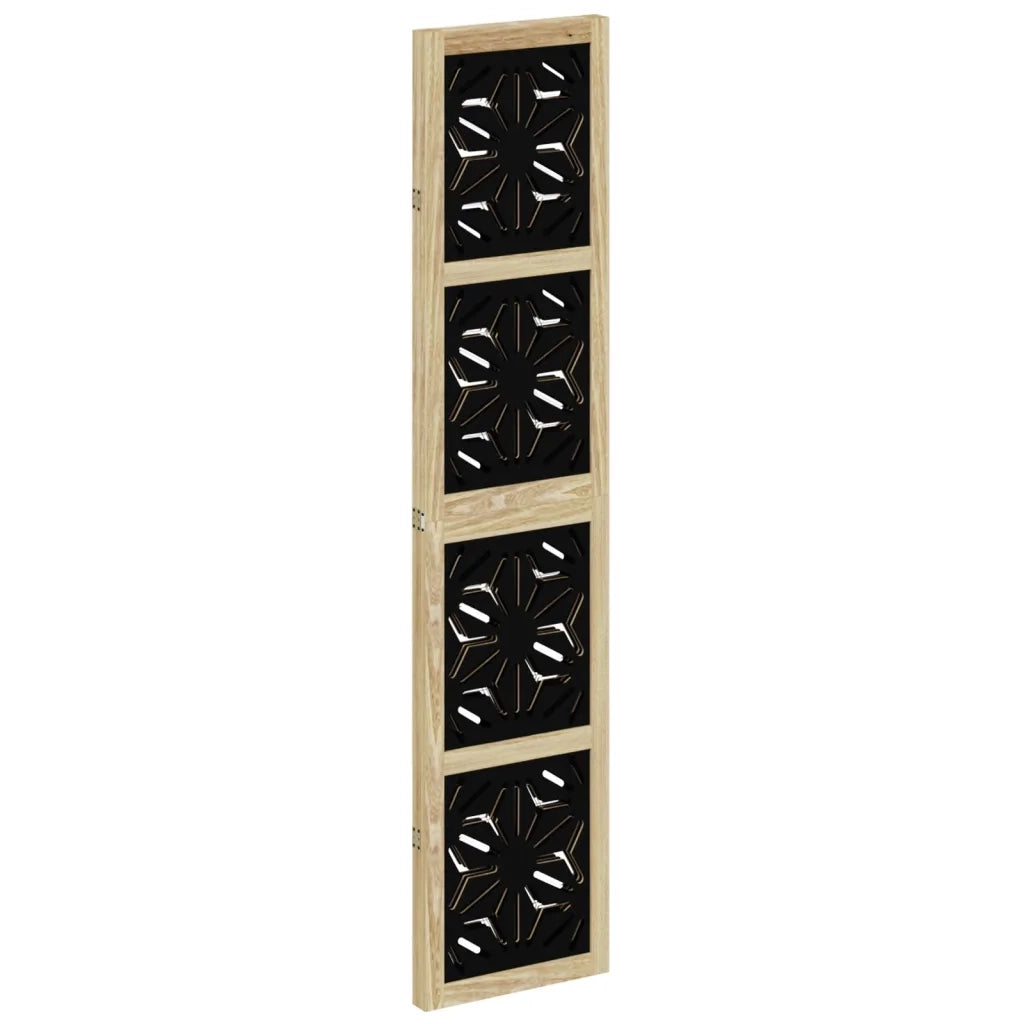 Divisorio Ambienti | Divider per stanze | Paravento 3 Pannelli Marrone e Nero Massello Paulownia
