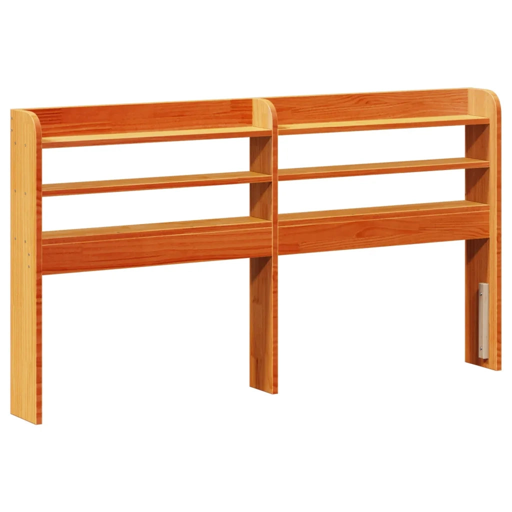 Testiera con Ripiani Marrone Cera 150 cm Legno Massello di Pino