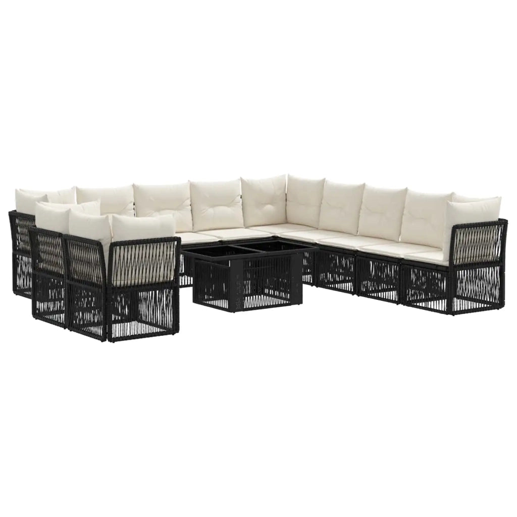 Set Divano da Giardino 12 pz Nero polyrattan 3436495