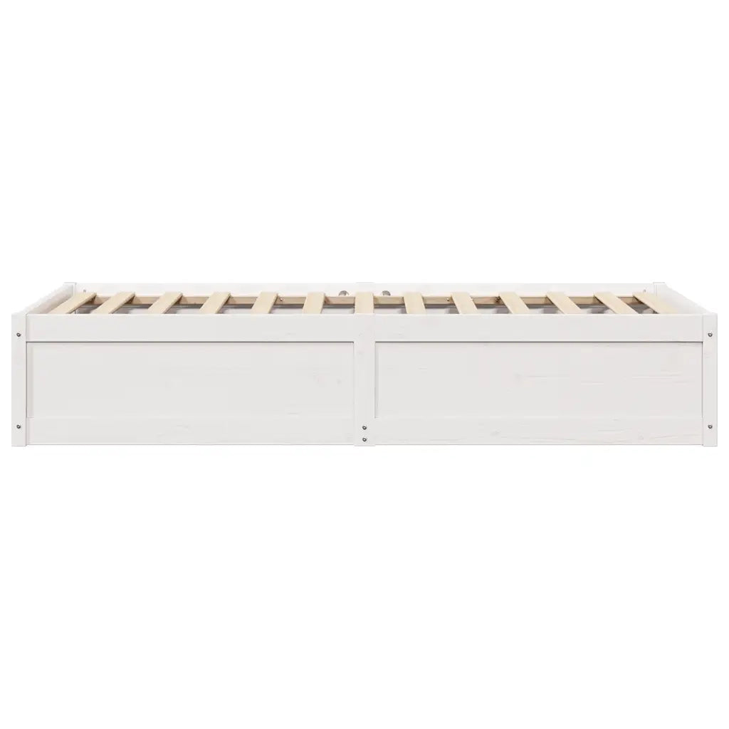 Letto senza Materasso-Struttura Letto Bianco 75x190 in Legno Massello di Pino 834946