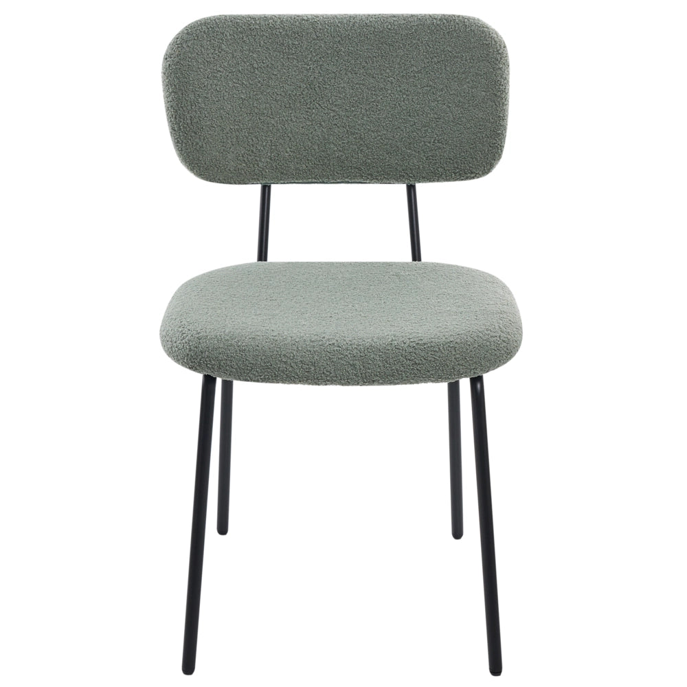 Set di 2 sedie da pranzo imbottite in bouclè verde chiaro Design stile retrò