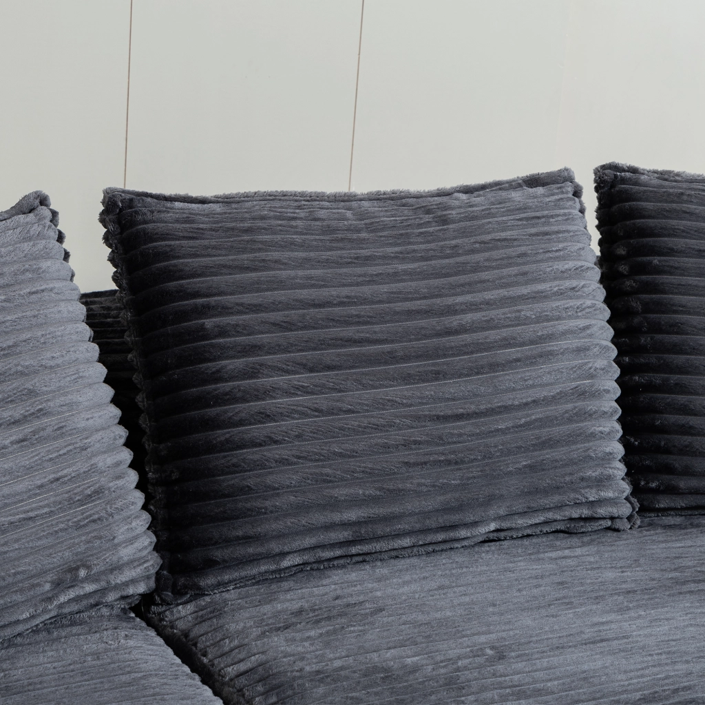 Divano Bogesofa in Tessuto a Coste ¨C MINIMAL ¨C Morbido, con Cuscini e Portabicchieri