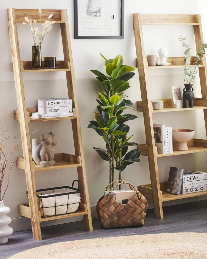 Scaffale per libri in legno chiaro con libreria a 4 ripiani in stile Moderno