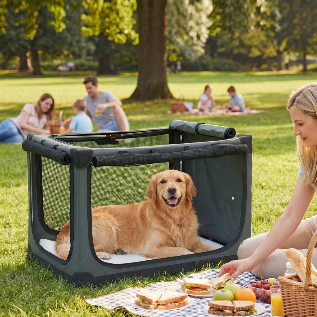 Casetta da trasporto per cani pieghevole con cuscino ¨C Minimal ¨C Verde 90x60x50 cm