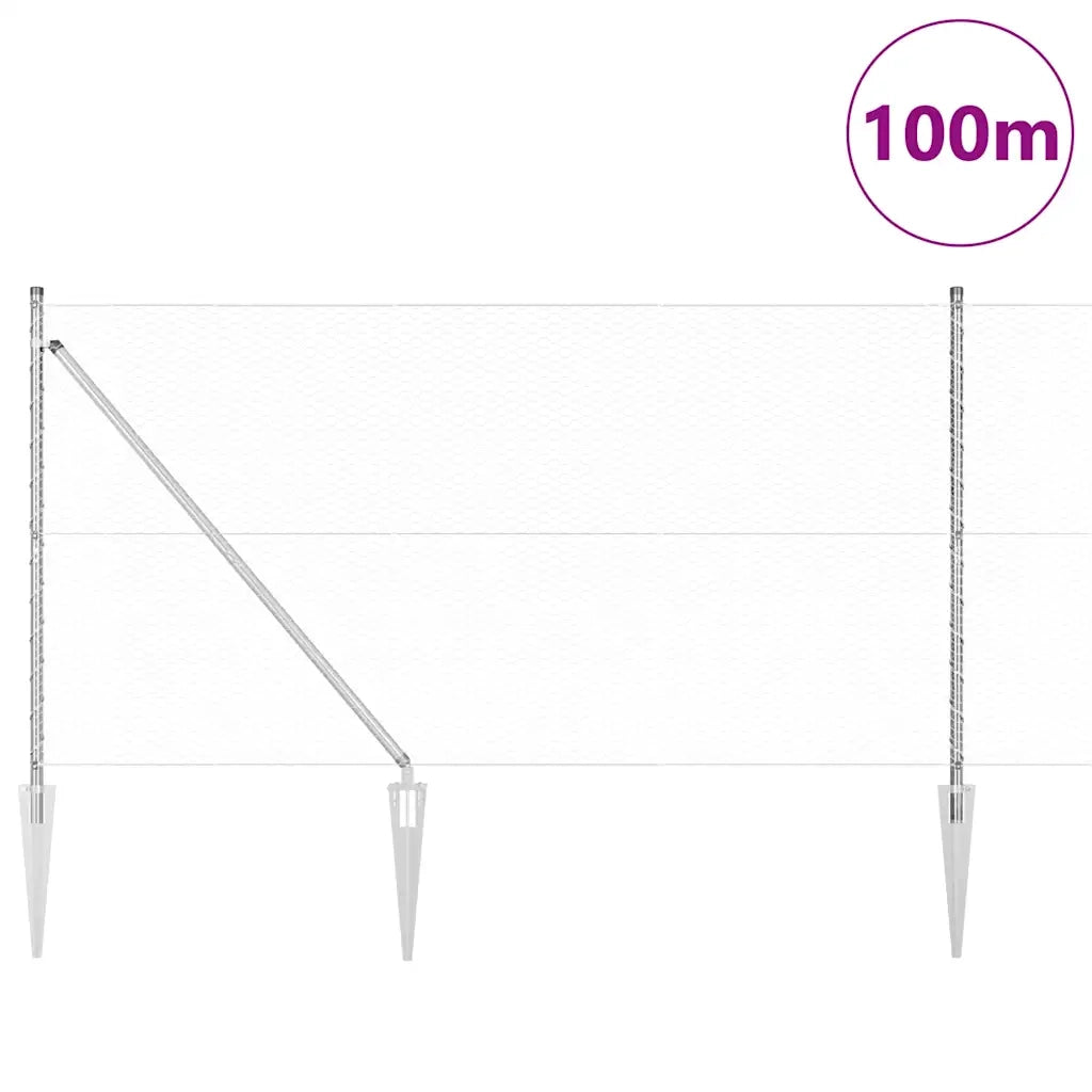 Palo della recinzione Argento 100 x 1,4 m (maglia da 25 mm)