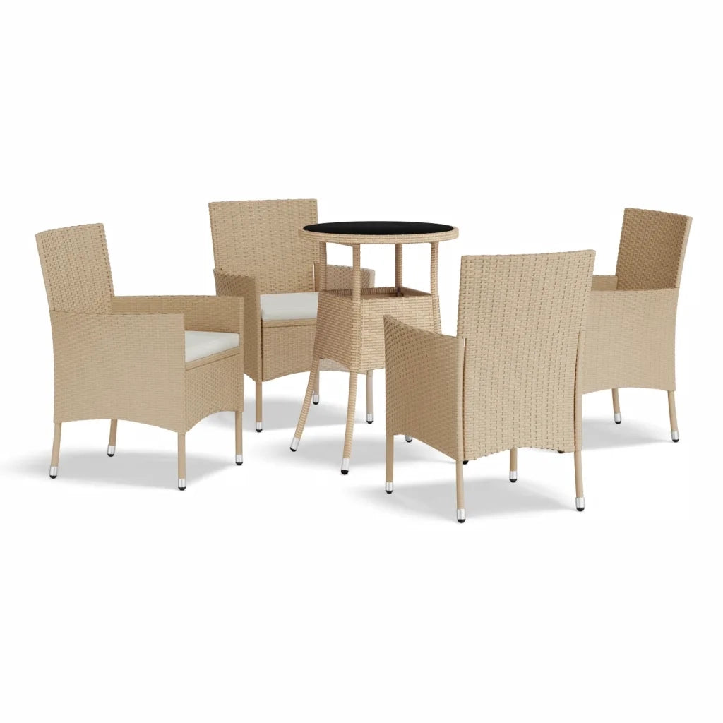 Set da Bistrò da Giardino 5 pz con Cuscini Beige in Polyrattan 3187421