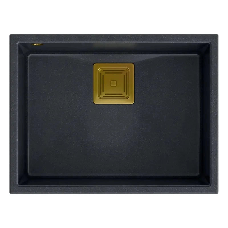 Lavello In Granito David 50 Black Metallic Tappo rame spazzolato