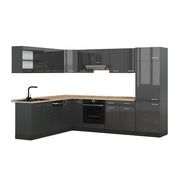 Cucina angolare completa R-Line Antracite lucido/Antracite 287 x 227 cm senza piano di lavoro Vicco