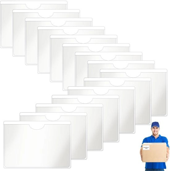 Hoesjes Autoadesivi 15 Stuks - Hoesjes Transparanti per Carte - 6 x 10 cm - Ideali per Carte di Parcheggio - Etichette - Utile per Carte con Disagio - Hoesje per Carte