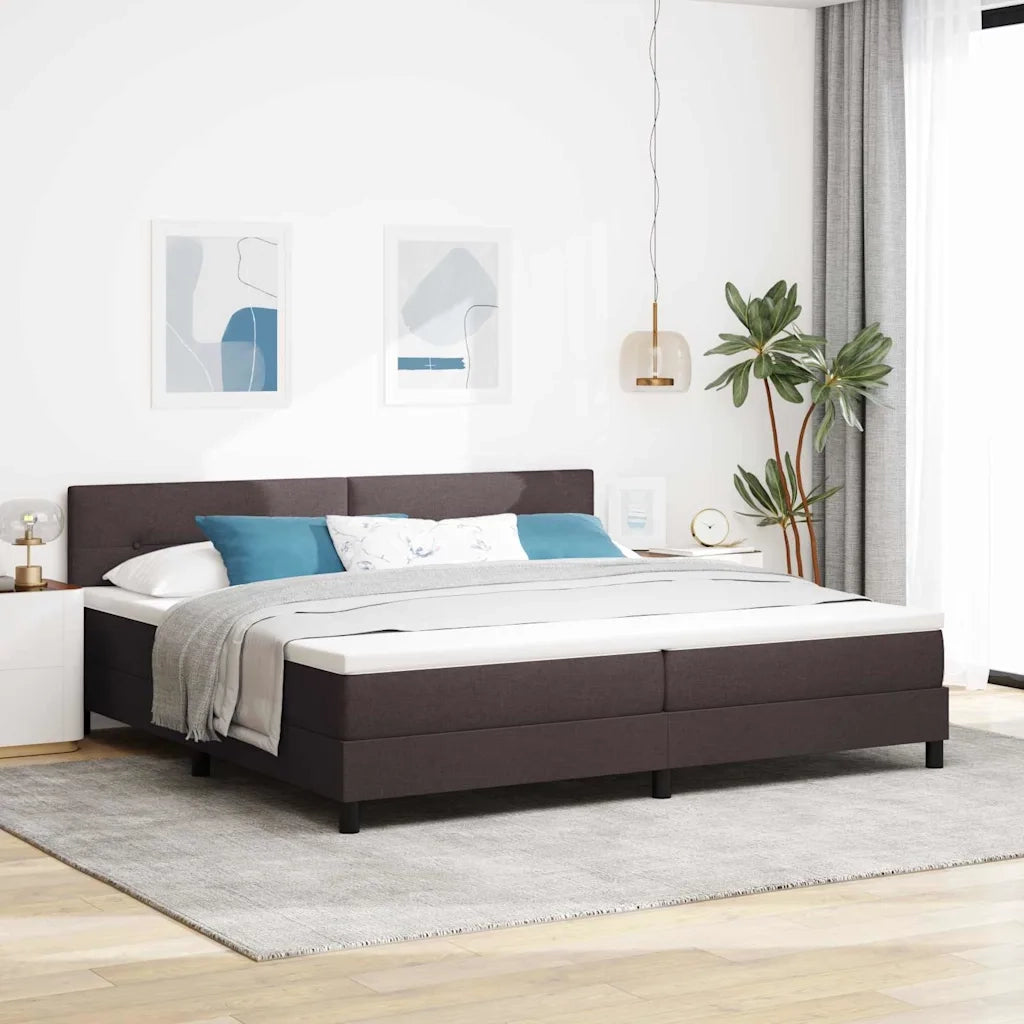 Letto a molle con testiera Marrone Scuro 200 x 200 cm Tessuto 3338716