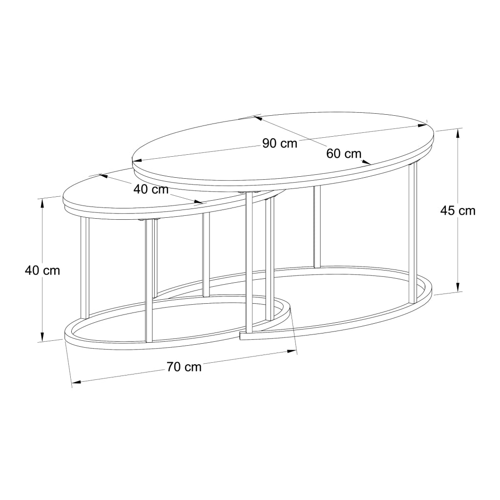 Set di 2 tavolini da caffè impilabili di diverse dimensioni effetto rovere nero 03_0009702