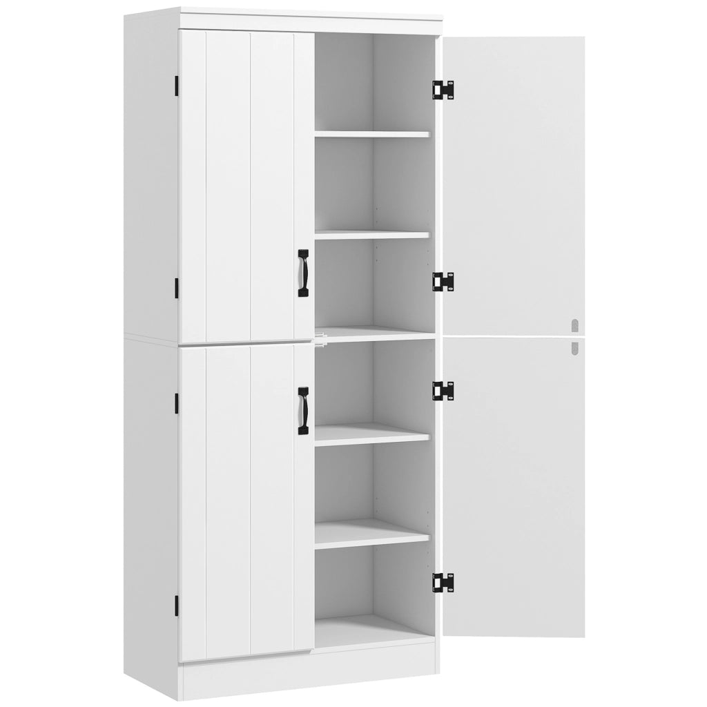 Armadio Buffet con 4 Porte e 6 Ripiani ¨C zephmum ¨C Bianco 76x40x177 cm