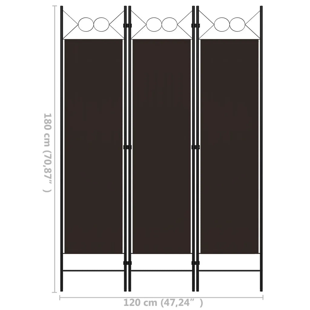 Divisorio Ambienti | Divider per stanze | Paravento a 3 Pannelli Marrone 120x180 cm