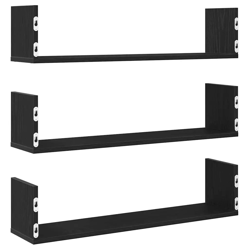 3 pz Mensole a Parete | Scaffale Parete | Ripiano a parete Rovere Nero 80x18x18 cm in Truciolato