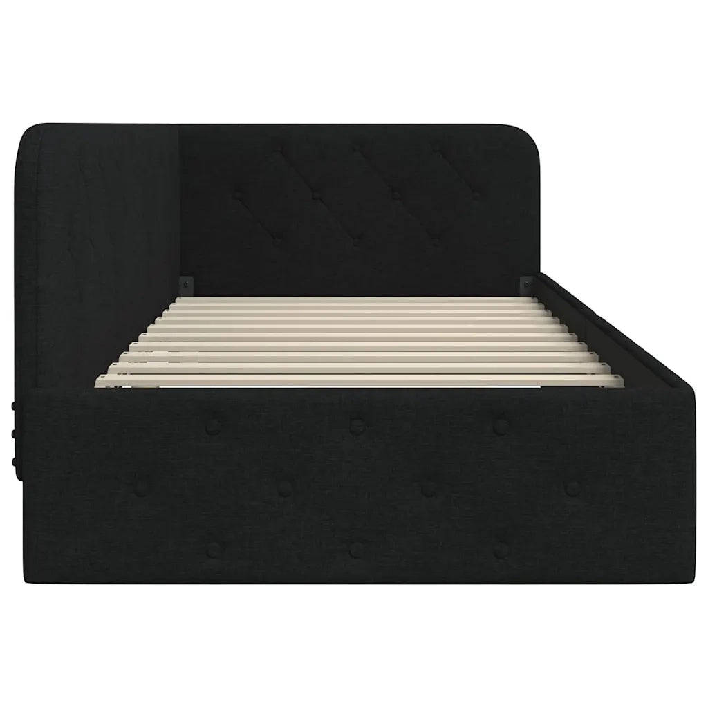 Cornice del letto ad angolo Nero 100 x 200 cm Tessuto 42016505