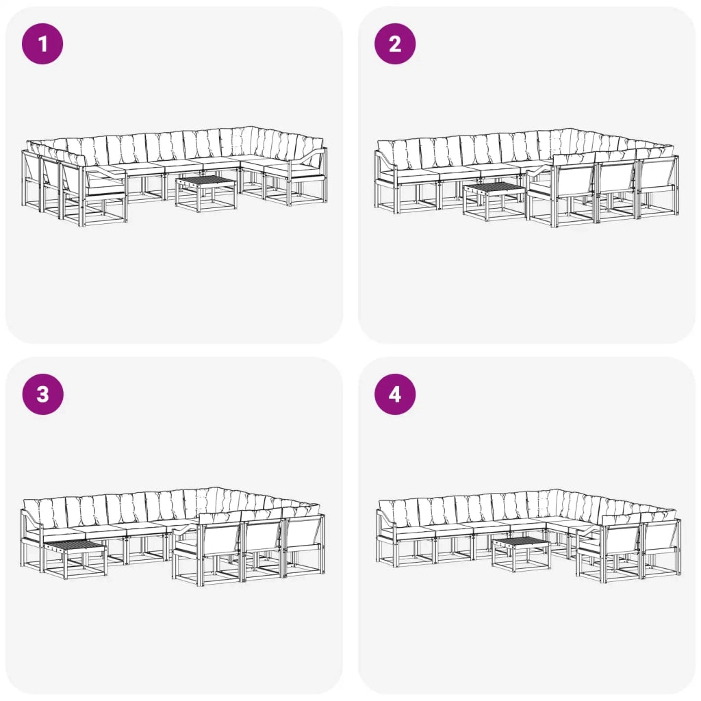 Set di divani da esterno con cuscino 11 pcs Bianco e Beige 3389943