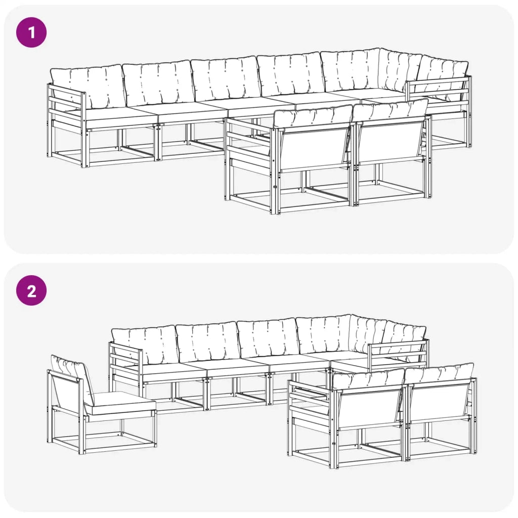 Set di divani da esterno 8 pcs Grigio Naturale e Chiaro 3369566