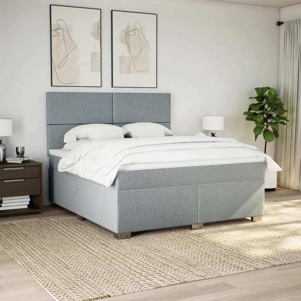 Giroletto a Molle con Materasso Grigio Chiaro180x200 cm Tessuto 3290560